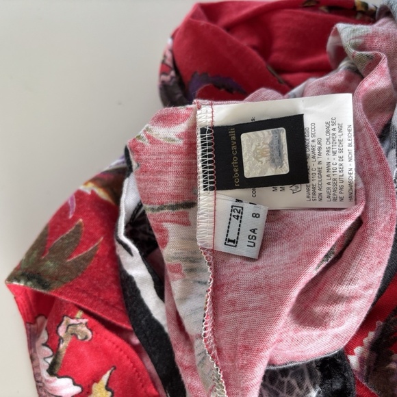 Roberto Cavalli CLASS *Vintage* Sweater Long Sleeve Red Floral Sz 8 US Authentic - Picture 12 of 14
